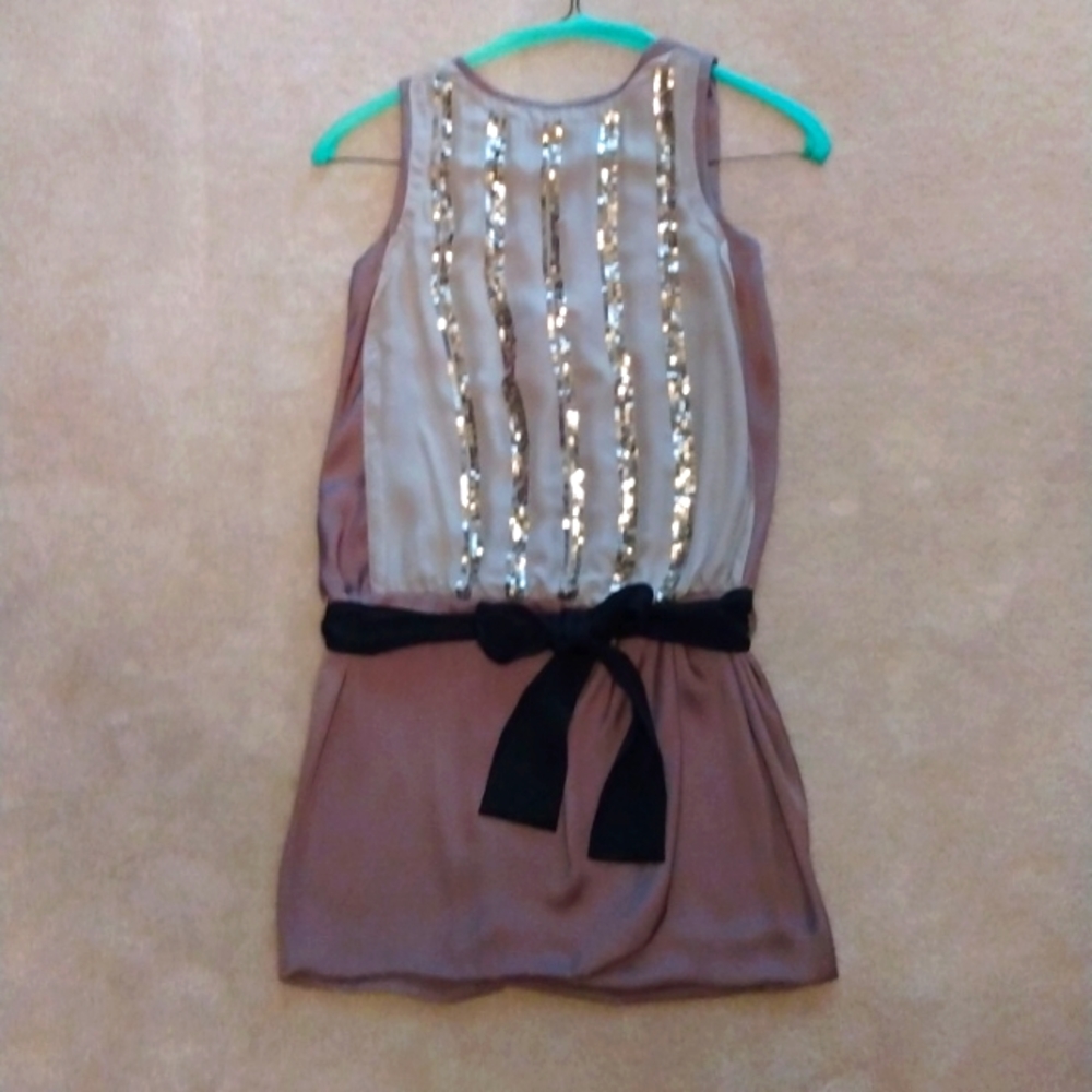HOSS INTROPIA TAUPE EMBELLISHED FRONT KNEE LENGTH DRESS SIZE 36 OR US 4